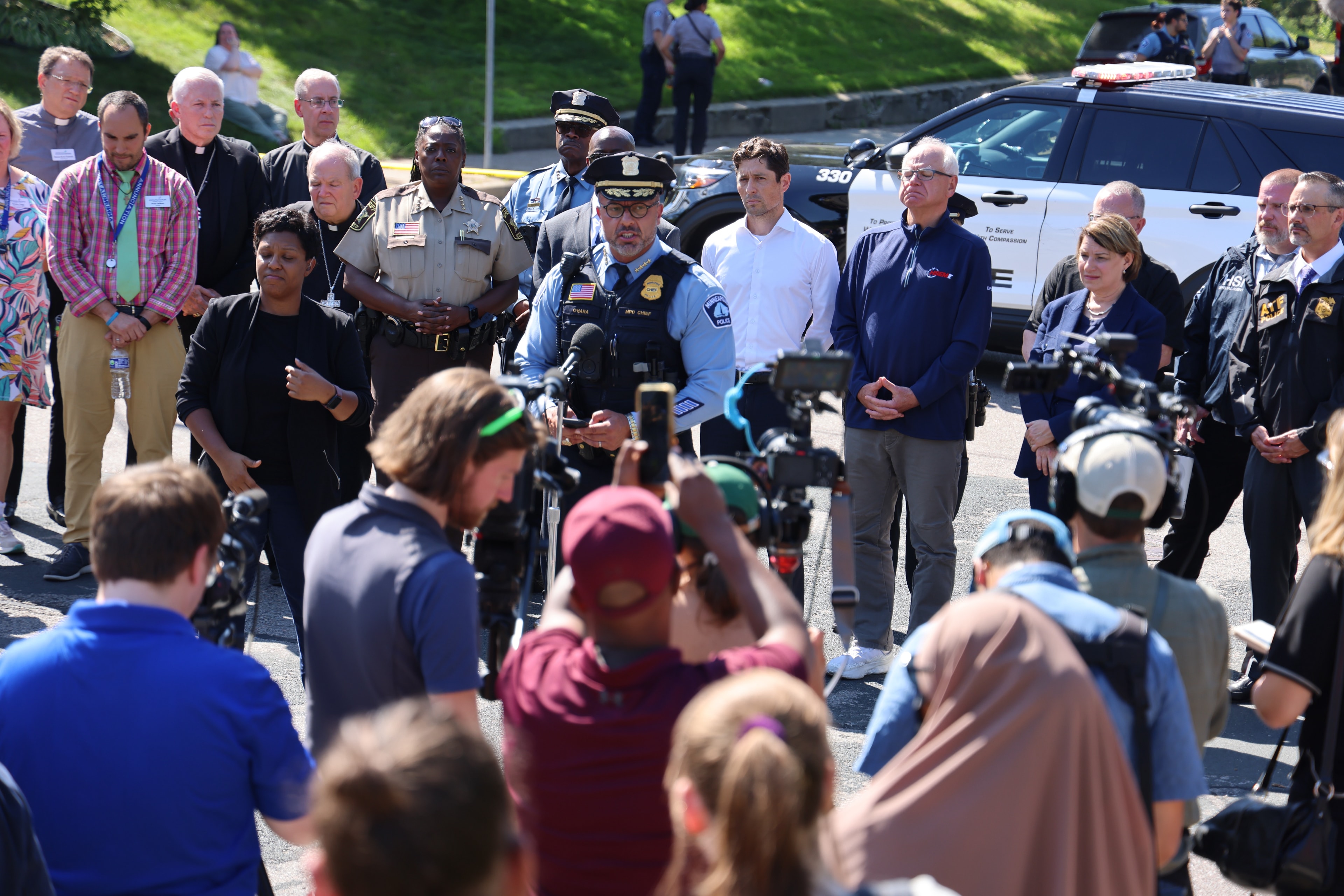 Brian O'Hara addressing media and community leaders at a press conference